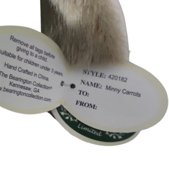 [Bearington Collection] 14" MINNY CARROTS Bunny Rabbit w/ stand - Picture 7 of 12